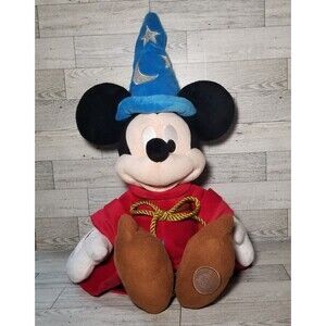 Disney Store Mickey Mouse Plush 24" Fantasia Sorcerer Wizard Hat Stuffed Toy